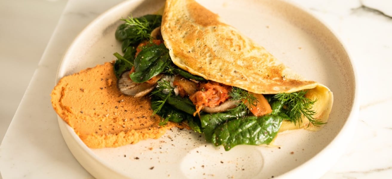  spinach omelette on a plate